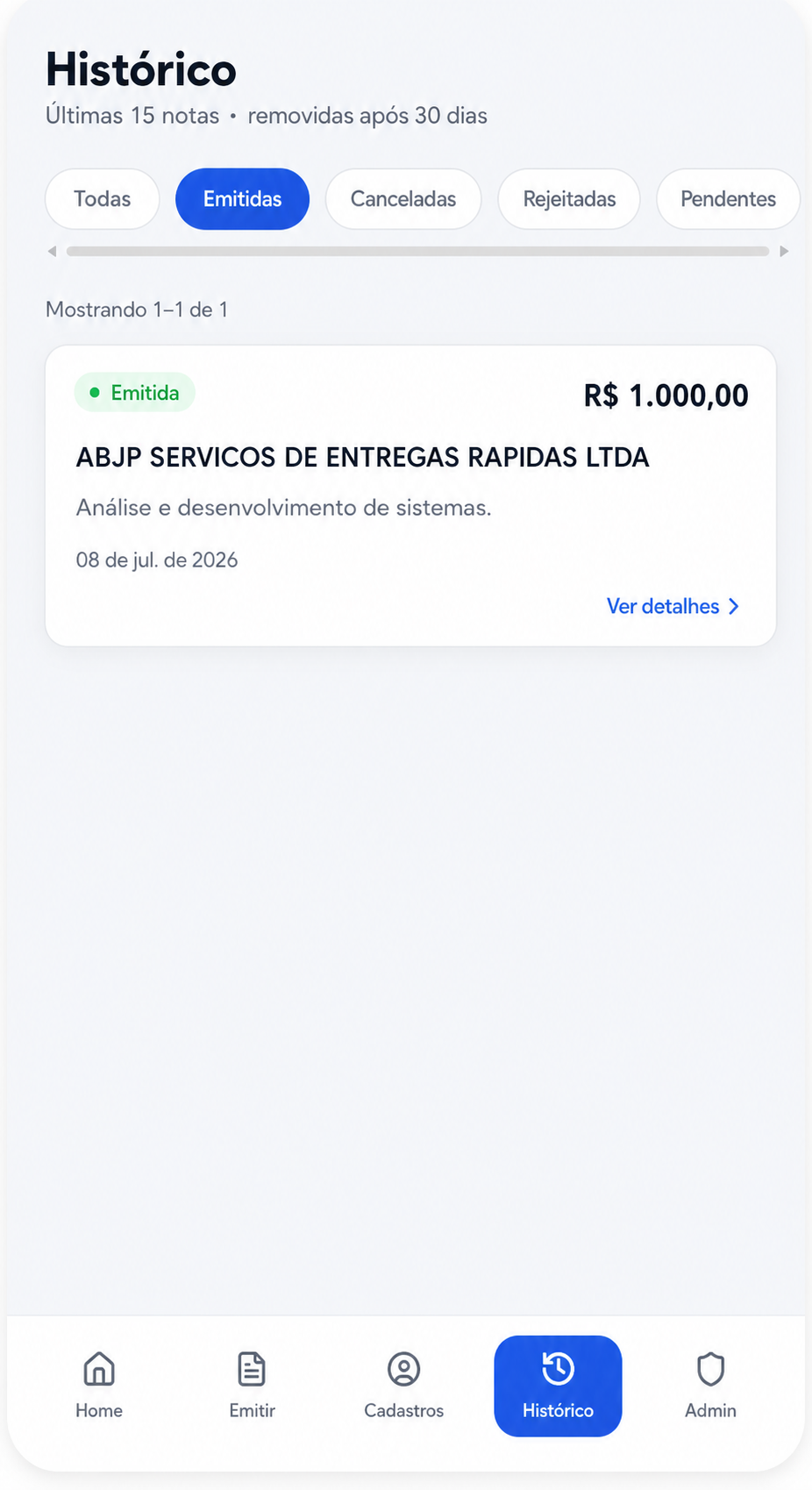 Histórico claro